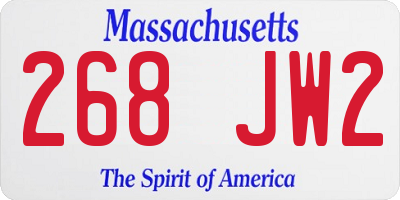 MA license plate 268JW2