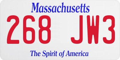 MA license plate 268JW3