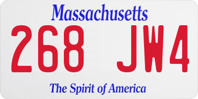 MA license plate 268JW4