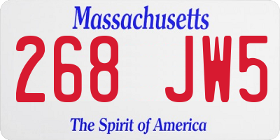 MA license plate 268JW5