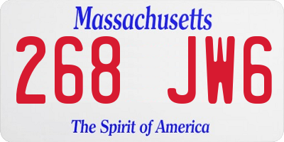 MA license plate 268JW6