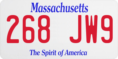 MA license plate 268JW9