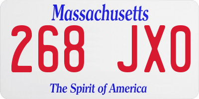 MA license plate 268JX0