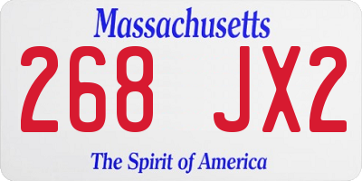 MA license plate 268JX2