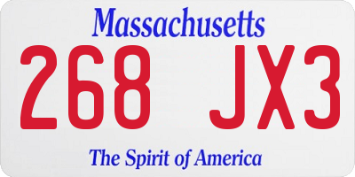 MA license plate 268JX3