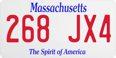 MA license plate 268JX4