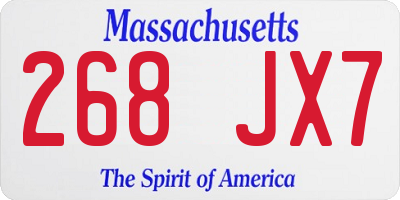 MA license plate 268JX7