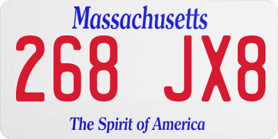 MA license plate 268JX8