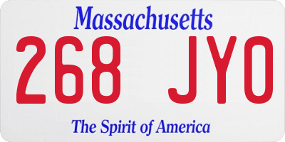 MA license plate 268JY0
