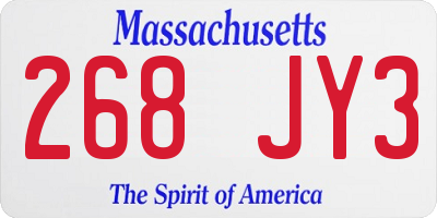 MA license plate 268JY3