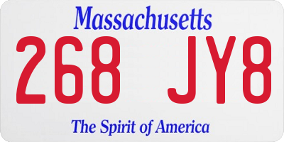 MA license plate 268JY8