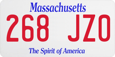 MA license plate 268JZ0