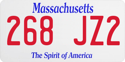 MA license plate 268JZ2