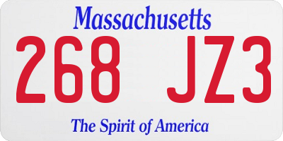 MA license plate 268JZ3
