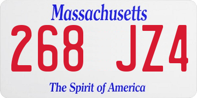 MA license plate 268JZ4