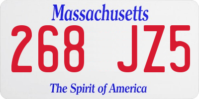 MA license plate 268JZ5