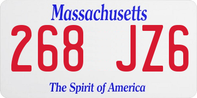 MA license plate 268JZ6