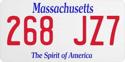 MA license plate 268JZ7