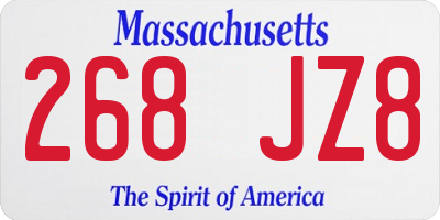 MA license plate 268JZ8