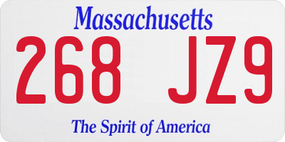MA license plate 268JZ9