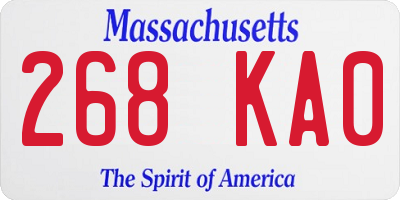 MA license plate 268KA0