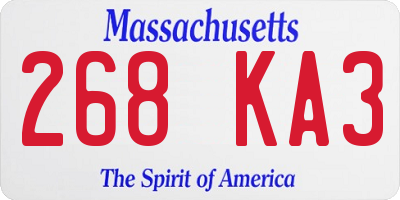 MA license plate 268KA3