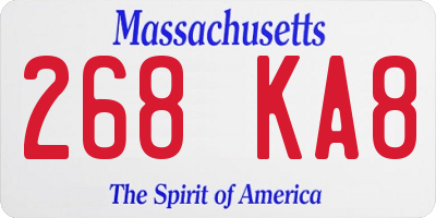 MA license plate 268KA8