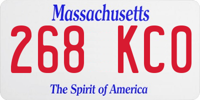 MA license plate 268KC0