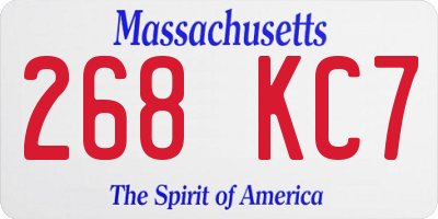 MA license plate 268KC7