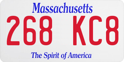 MA license plate 268KC8
