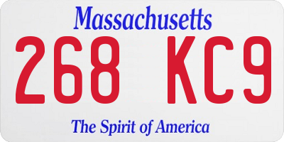 MA license plate 268KC9