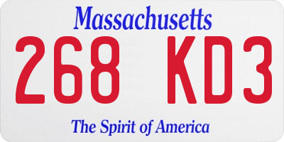 MA license plate 268KD3