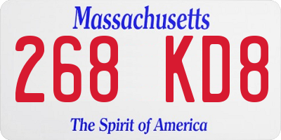 MA license plate 268KD8