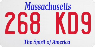 MA license plate 268KD9