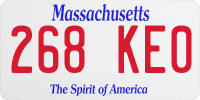 MA license plate 268KE0