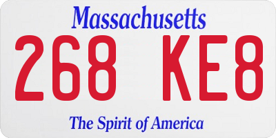 MA license plate 268KE8