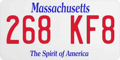MA license plate 268KF8