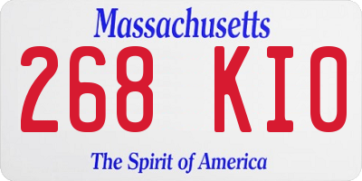 MA license plate 268KI0
