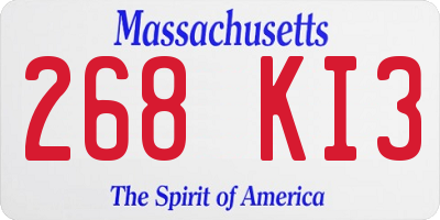 MA license plate 268KI3