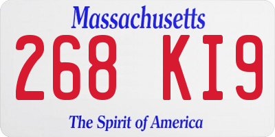 MA license plate 268KI9