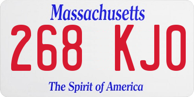 MA license plate 268KJ0