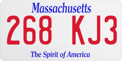 MA license plate 268KJ3