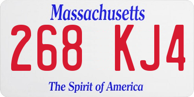 MA license plate 268KJ4