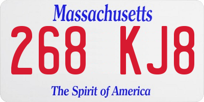MA license plate 268KJ8