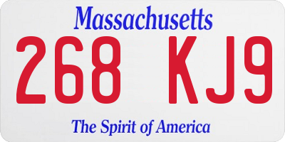 MA license plate 268KJ9