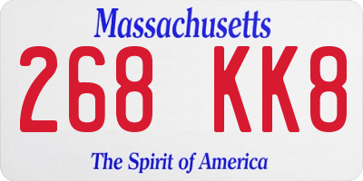 MA license plate 268KK8