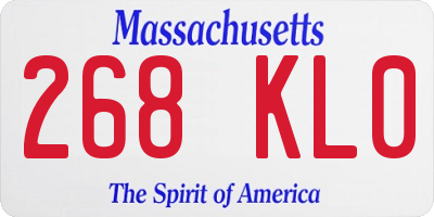 MA license plate 268KL0