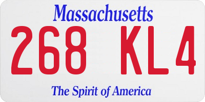 MA license plate 268KL4
