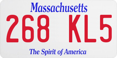 MA license plate 268KL5