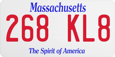 MA license plate 268KL8
